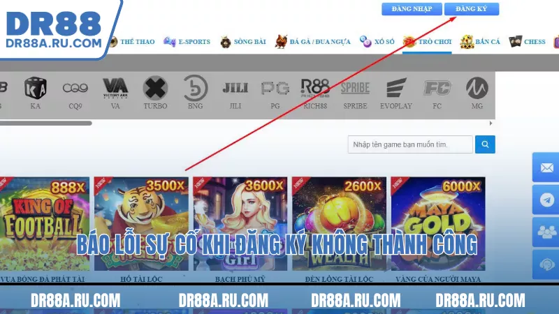 Báo lỗi sự cố khi đăng ký không thành công Báo lỗi sự cố khi đăng ký không thành công